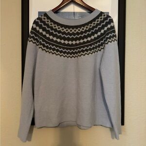 Banana Republic Baby Blue Crewneck Fair Isle Long Sleeve Sweater Women's Size M